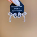 Silver Tone Crystal Bow and Pearl Earrings Statement Jewelry view 7