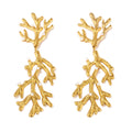 Coral Branch Pearl Texture Drop Earrings Gold Steel view 5