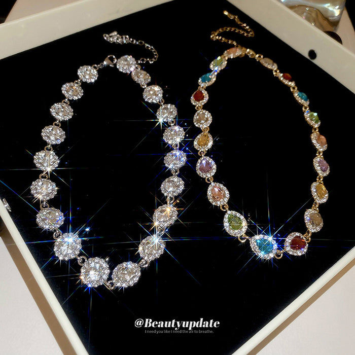 Teardrop Crystal Halo Choker Multicolor Clear Variants