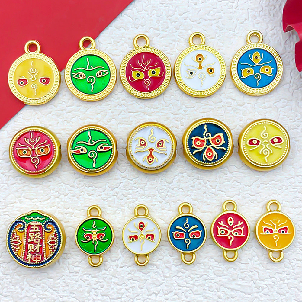 Matte Gold Zinc Alloy Five Gods of Wealth charm pendant for DIY bracelet jewelry making
