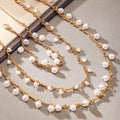 Gold Steel Twisted Chain Pearl Tassel Necklace Bracelet view 2