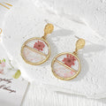 Gold Geometric Half-Circle Resin Dried Flower Drop Earrings view 4