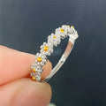 Daisy Flower Half-Eternity Ring In Silver And Gold Tones view 3
