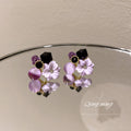Colorful Crystal Flower Cluster Stud Earrings Fashion Jewelry Accessories view 1