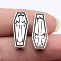 24x11x5mm 5g Antique Silver Zinc Alloy Cross Coffin Loose Metal Beads for Gothic Jewelry Making