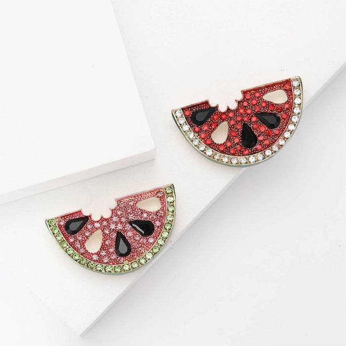Rhinestone Watermelon Slice Brooch in Pink and Red