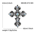Ornate Crystal Cross Brooch in Blue or Black Stones view 7