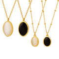 Cat's Eye Oval Pendant Necklaces Gold Silver Large Small Colors view 5