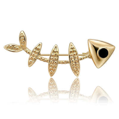 fish skeleton brooch, front product view