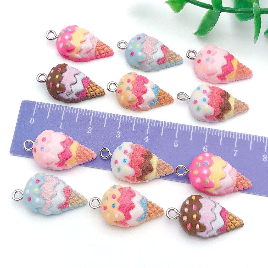 Cute Resin Ice Cream Popsicle Charm Pendant for Keychain Bag Decoration DIY