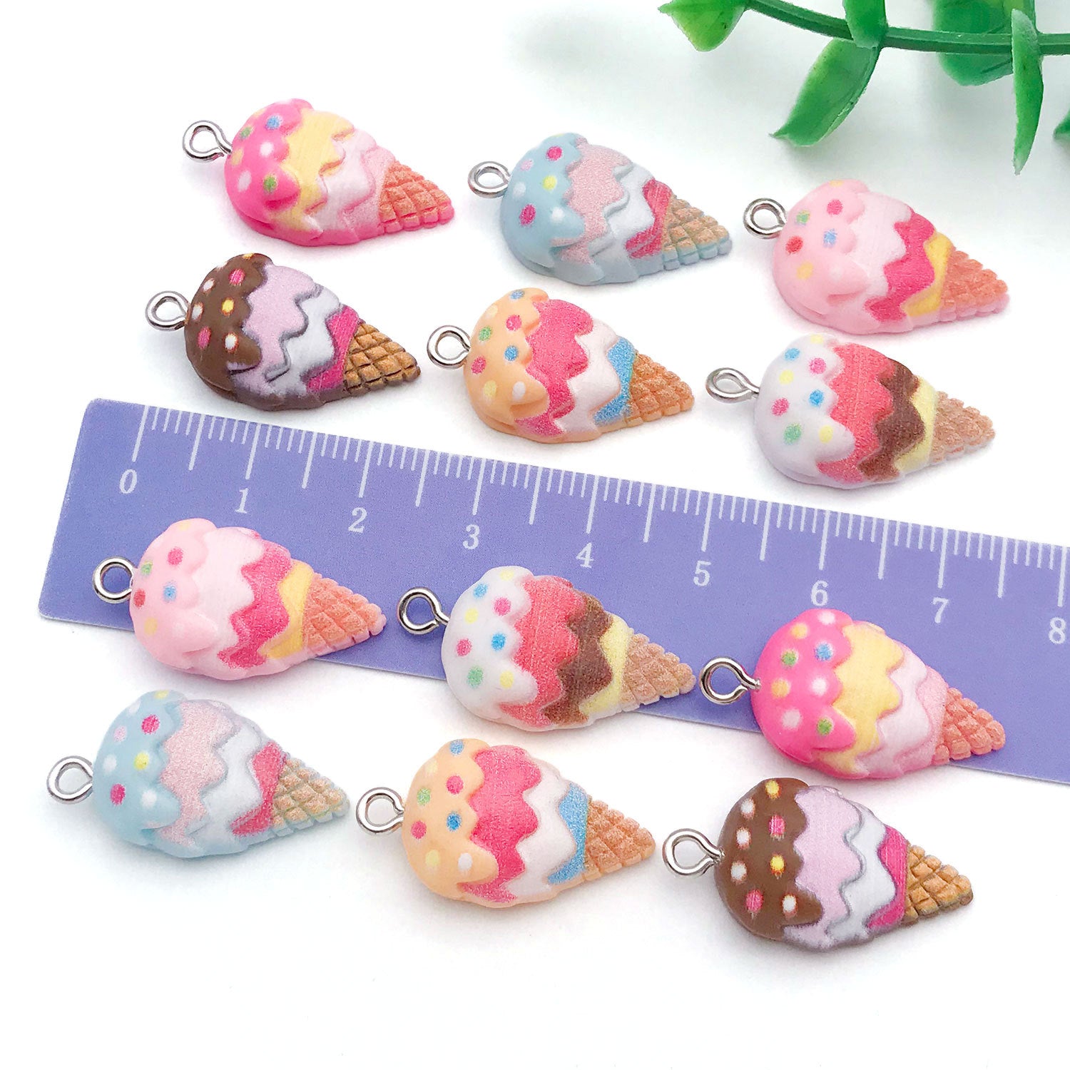 Cute Resin Ice Cream Popsicle Charm Pendant for Keychain Bag Decoration DIY