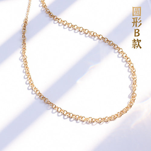 Gold circle-link choker necklace labeled round style B