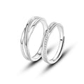 Silver Open Adjustable Cross Couple Rings Men Women view 5