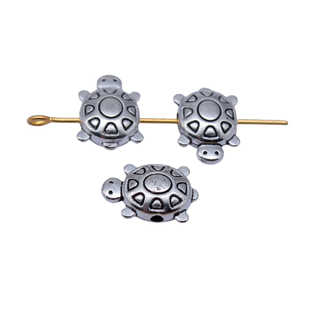 13x9x4.7mm 1.25g Antique Silver Zinc Alloy Sea Turtle Loose Metal Double Sided Beads for DIY Bracelet Jewelry Making
