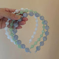 Acrylic Beaded Headbands Blue Green Round Spacer Beads view 4