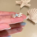 Silver Ocean Starfish Shell Open Rings Blue Crystal Set view 8