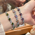 Silver Geometric Oval Crystal Clasp Bracelet 5 Styles view 3