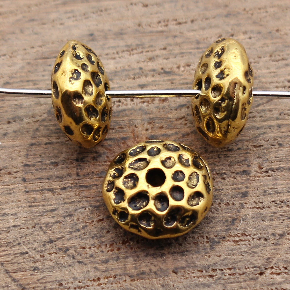 10x10x5mm 1.6g Multi-Color Zinc Alloy Hammered Round Spacer Beads for DIY Bracelet Making