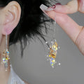 Iridescent Crystal Threader Earrings with Reflective Details view 1