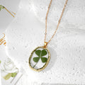 Gold Irregular Frame Dried Flower Resin Pendant Necklaces view 3