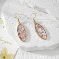 Oval Gold Dense Dried Flower Resin Earrings Five Colors view 5