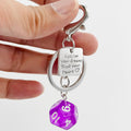 Translucent Acrylic Dice Keychain with Heart or Message Tag Charm view 11