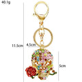 Rhinestone Skull Rose Keychain Metal Crystal Bag Charm view 3
