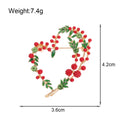 Red Green Heart Wreath Enamel Two Designs Metal Brooch Pin view 2