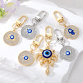 Gold and Silver Tone Crystal Evil Eye Clip Keychains in Six Designs view 1
