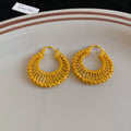 Openwork Woven Round Hoop Earrings in Gold and Silver Tones view 6