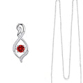 Silver Tone Infinity Red Crystal Pendant Necklace with Polished Metal Finish view 2
