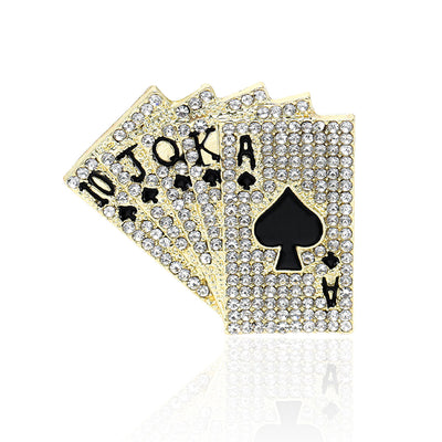 Front view of Crystal Playing Card Fan brooch
