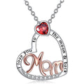 Two Tone Mom Heart Pendant Necklace with Red Crystal view 1