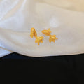 Gold Tone Goldfish Stud Earrings with Textured Tails view 6