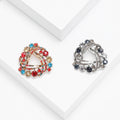 Swirl Wreath Brooch with Multicolor Crystal Clusters view 1