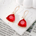 Rounded Triangle Faceted Glass Dangle Earrings Gold Hooks 8 Colors view 7
