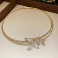 Rhinestone Double Row Flower Choker And Floral Studs view 6