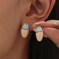 Oval Colorblock Stud Earrings Purple Pink Oil Drip Finish view 4