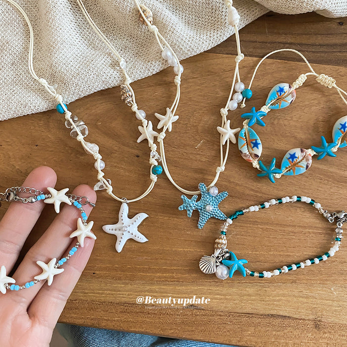 Beach Starfish Shell Bead Bracelets Necklaces Five Styles
