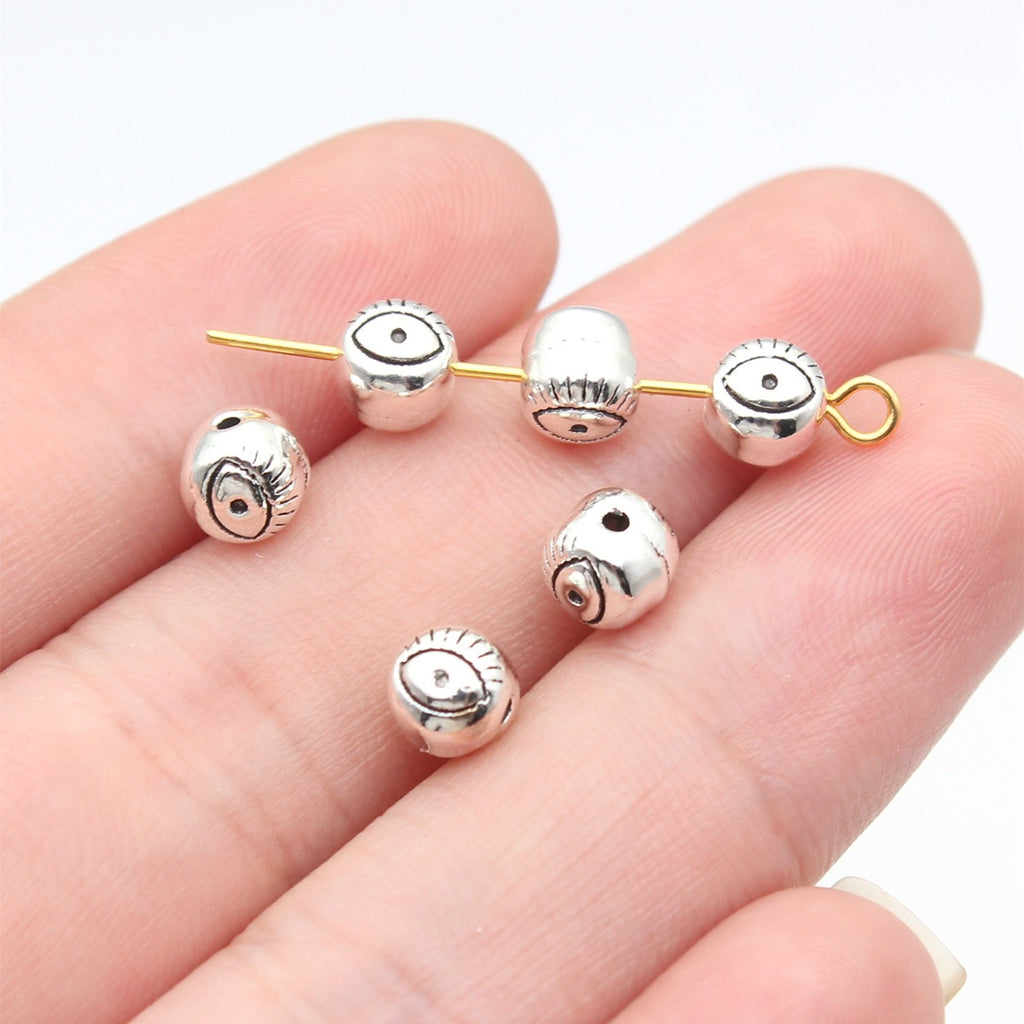 5.9x5.8x5.7mm 0.75g Antique Silver Zinc Alloy Eye Small Hole Beads for Bracelet Necklace DIY