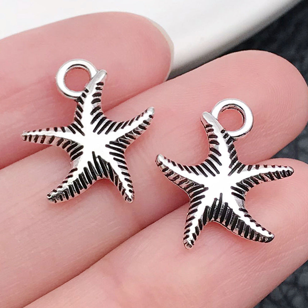 Antique Silver Zinc Alloy Seahorse Turtle Starfish Ocean Charm Pendant for DIY Earrings