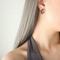 C-Shape Hoop Earrings With Row Of Green Or Clear Zircon view 4