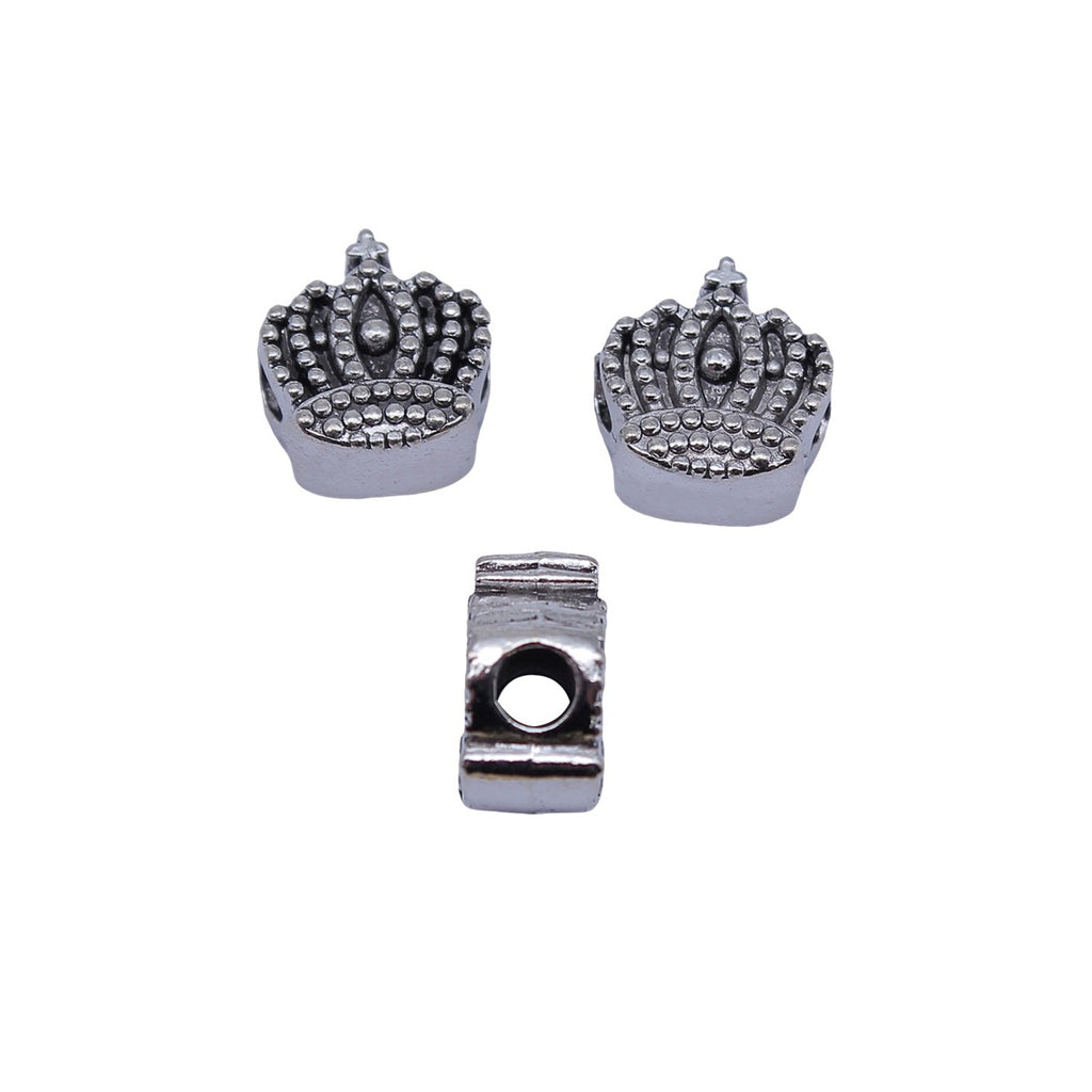13x12x7.2mm 3g Antique Silver Zinc Alloy Crown Large Hole Spacer Beads for Bracelet Necklace DIY