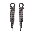 Rhinestone Circle Multi Chain Tassel Stud Earrings view 5