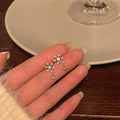 Silver Tone Snowflake Crystal Stud Earrings with Drops view 4