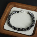 Two-Tone Black Steel Textured Link Chain Bracelet Lobster view 2
