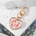 Gold Tone Heart Pressed Botanical Resin Clip Keychains view 4