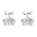 Silver Bow Lace Fan Drop Stud Earrings Two Way Pair view 5