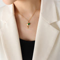 Melting Heart Pendant Necklace Pink Or Green Crystal Stones view 7