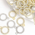 Round Crystal Halo Charms in Gold and Silver Tone Finishes view 1